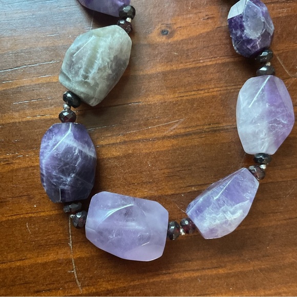 Vintage Barse Amethyst and Garnet Bead Sterling Silver Necklace 120 Grams - Picture 7 of 13